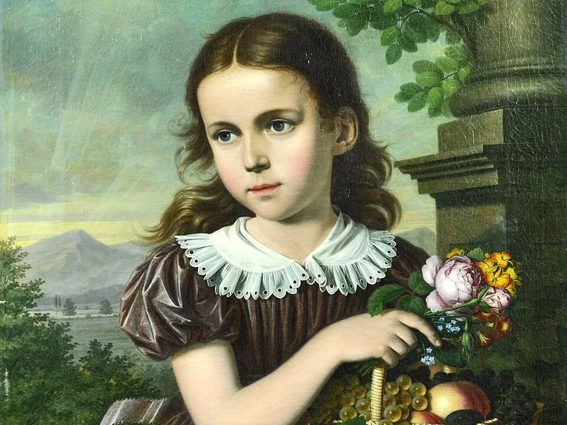 1793-Peter Bernhard von Rausch - Ragazza con fiori e cesto di frutta, 1822